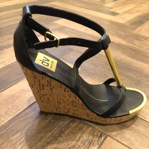 DV by Dolce Vita black and gold wedge sandals